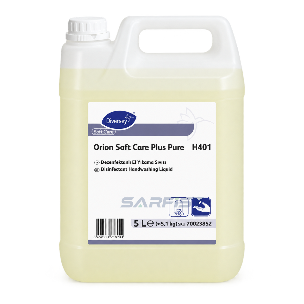 Diversey Orion Soft Care Plus Pure H401 Dezenfektanlı Sıvı El Sabunu 5lt