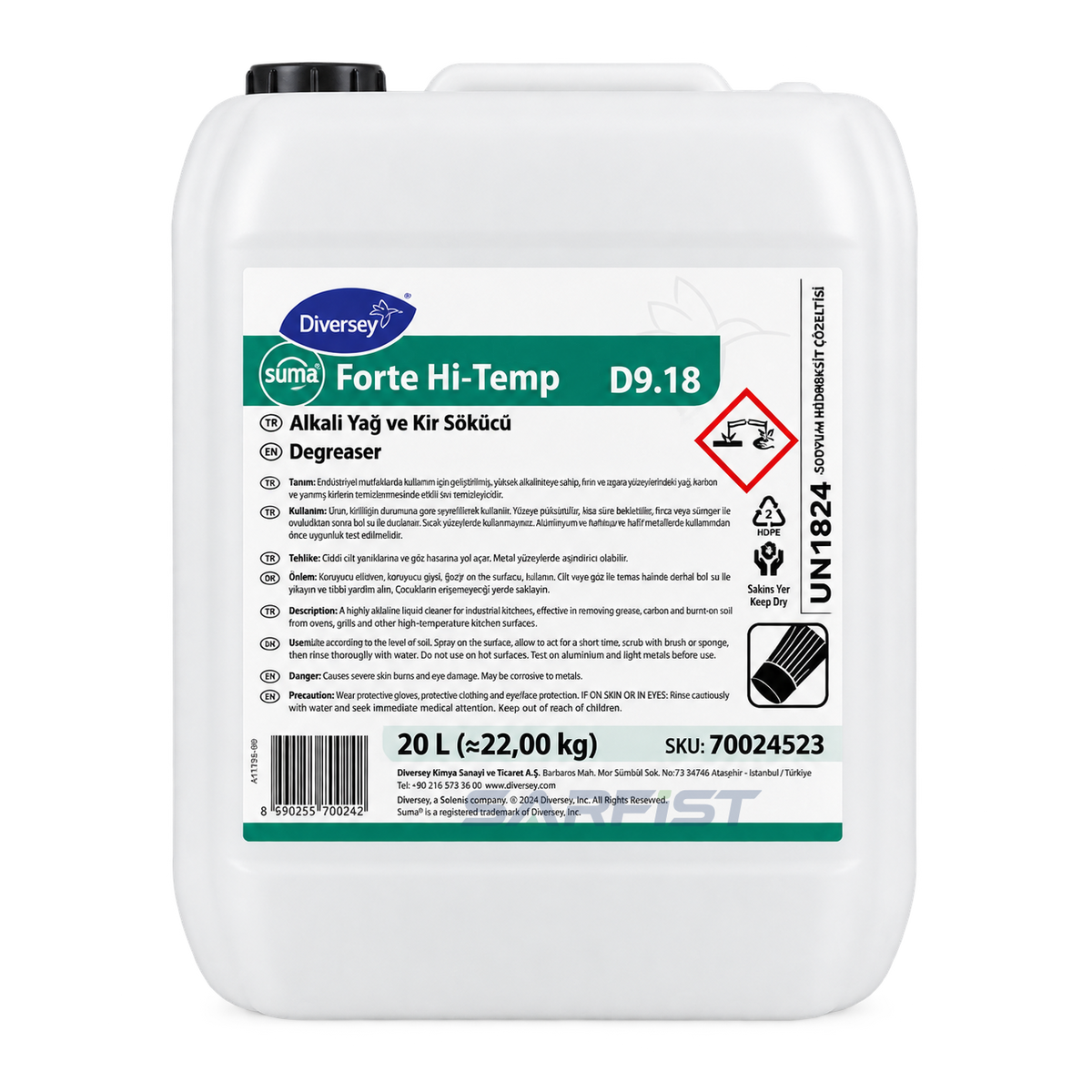 Diversey Suma Forte Hi-Temp Alkali Kir ve Yağ Çözücü 20lt